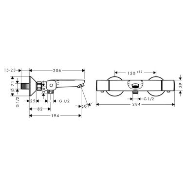 HANSGROHE Смеситель термостатический для ванны Ecostat (13123000)