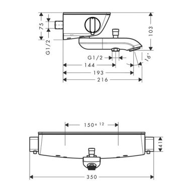 HANSGROHE Смеситель термостатический для ванны Ecostat Select (13141000)