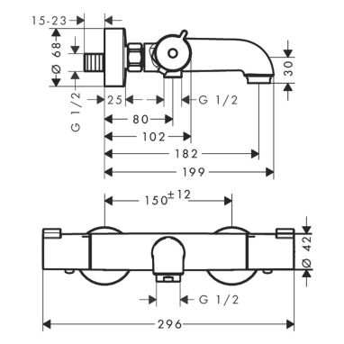 HANSGROHE Смеситель термостатический для ванны Ecostat (13201000)