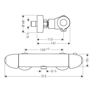 HANSGROHE Смеситель термостатический для душа Ecomax (13356000)