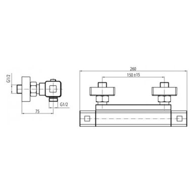 VALVEX Смеситель термостатический для душа Estill Square Plus (2447170)