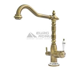 FABIANO Смеситель для кухни на две воды двухрычажный FKM 31.4 Brass-Antique (8231.403.0140)