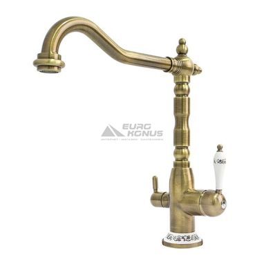 FABIANO Смеситель для кухни на две воды двухрычажный FKM 31.4 Brass-Antique (8231.403.0140)