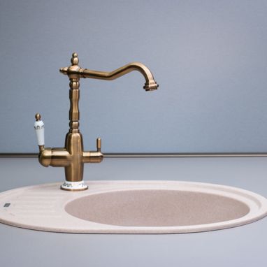 FABIANO Смеситель для кухни на две воды двухрычажный FKM 31.4 Brass-Antique (8231.403.0140)
