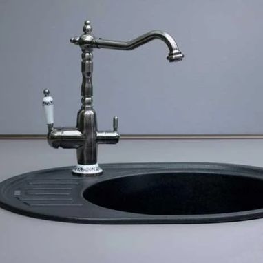 FABIANO Смеситель для кухни на две воды двухрычажный FKM 31.4 Inox-Antique (8231.403.0328)