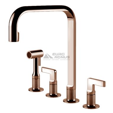 GESSI Смеситель для кухни двухвентильный скрытого монтажа Inciso медь брашированная (58703-708)