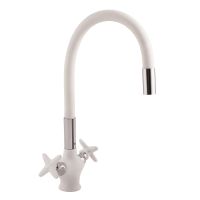 ZERIX Смеситель для кухни двухвентильный с гибким изливом Z58322-7 Chrome/White (ZX0508)