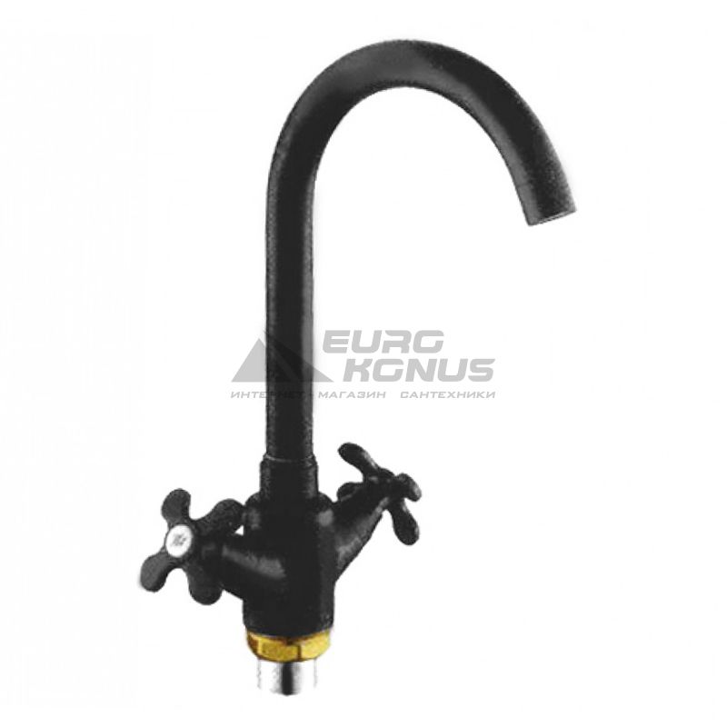 ZERIX Смеситель для кухни двухвентильный Z41313-6 Black (ZX0234)