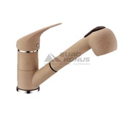 ALVEUS Смеситель для кухни однорычажный с выносным шлангом AM20-PS A51 beige (1067327)