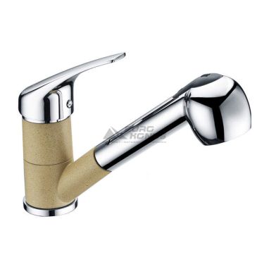 ALVEUS Смеситель для кухни однорычажный с выносным шлангом AM40-PS A51-CHR beige (1070163)