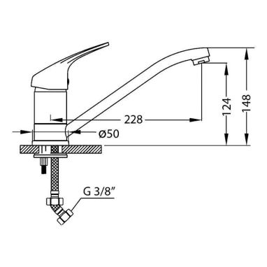 ALVEUS Смеситель для кухни однорычажный AM50 A57M-CHR espresso-m (1088956)