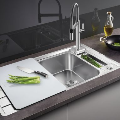 BLANCO Смеситель для кухни однорычажный с гибким изливом CULINA-S Mini нерж сталь (519844)