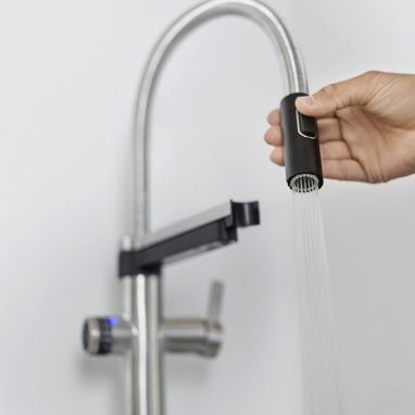 BLANCO Смеситель для кухни на две воды двухрычажный EVOL-S Pro Filter UltraResist нержавеющая сталь (526276)