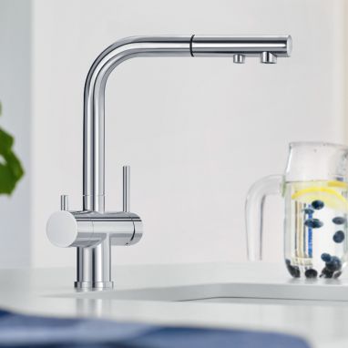 BLANCO Смеситель для кухни на две воды двухрычажный с выдвижным изливом FONTAS-S II хром (525198)