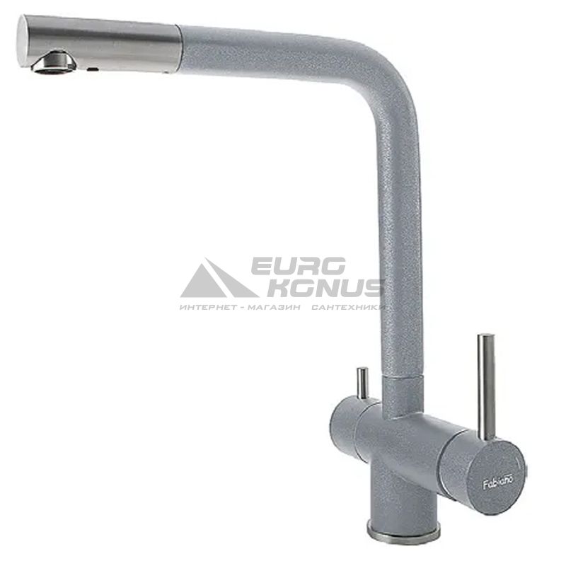 FABIANO Смеситель для кухни на две воды двухрычажный FKM 31.7 SS Grey Metallic (8231.401.0804)