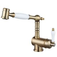 FABIANO Смеситель для кухни однорычажный с выносным шлангом FKM 67P Brass Antique (8232.403.0754)