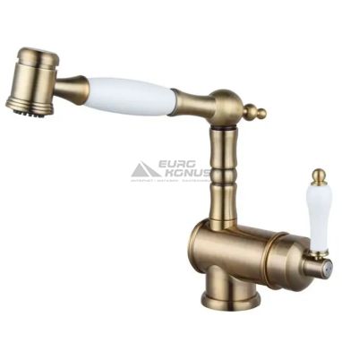 FABIANO Смеситель для кухни однорычажный с выносным шлангом FKM 67P Brass Antique (8232.403.0754)