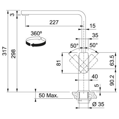 FRANKE Смеситель для кухни однорычажный Mythos Swivel черный (115.0550.441)