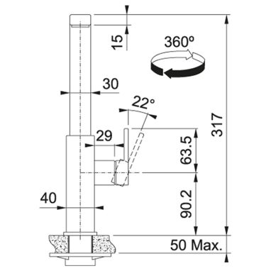 FRANKE Смеситель для кухни однорычажный Mythos Swivel черный (115.0550.441)