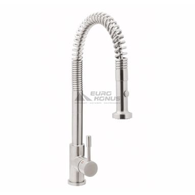 GENEBRE Смеситель для кухни однорычажный с гибким изливом и выносным шлангом Inox (65207 18 60 66)