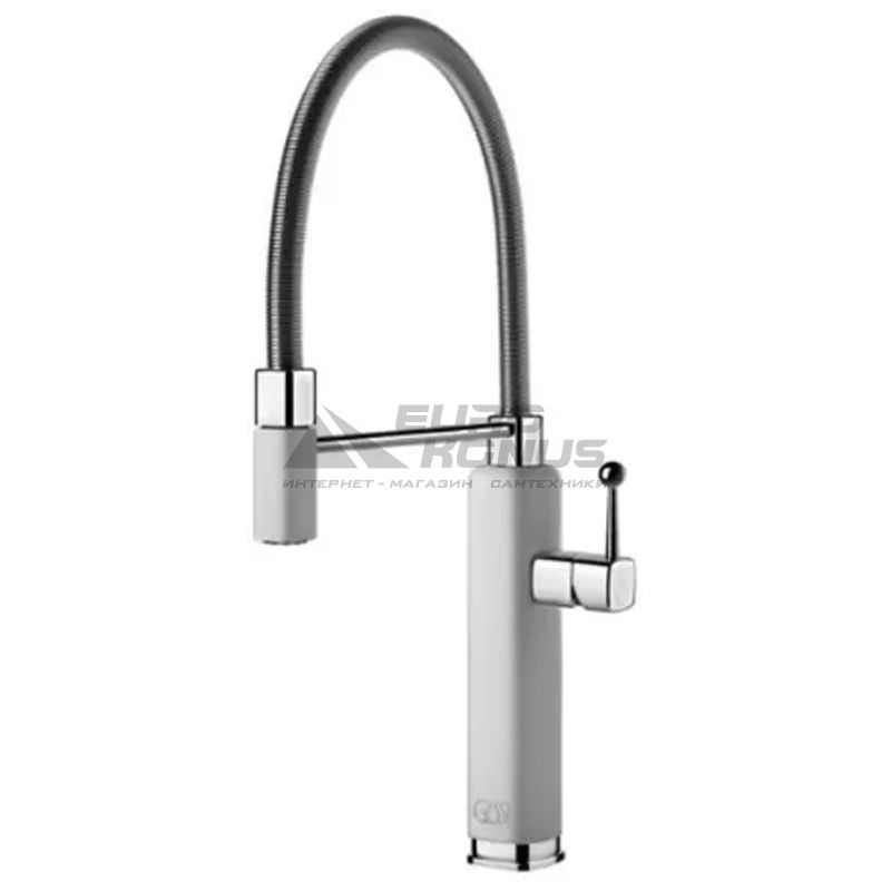 GESSI Смеситель для кухни однорычажный с гибким изливом Happy белый матовый (60061-279)