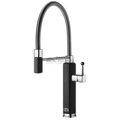 GESSI Смеситель для кухни однорычажный с гибким изливом Happy черный матовый (60061-299)