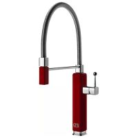 GESSI Смеситель для кухни однорычажный с гибким изливом Happy красный глянцевый (60061-851)