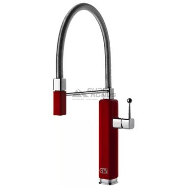 GESSI Смеситель для кухни однорычажный с гибким изливом Happy красный глянцевый (60061-851)