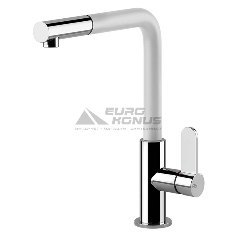 GESSI Смеситель для кухни однорычажный с выдвижным изливом Helium хром/белый (50103-379)
