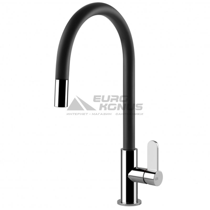 GESSI Смеситель для кухни однорычажный с выдвижным изливом Helium хром/черный (60077-399)