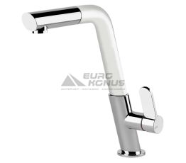 GESSI Смеситель для кухни однорычажный с выдвижным изливом Incline хром/белый (50007-379)