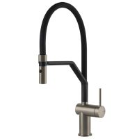 GESSI Смеситель для кухни однорычажный с гибким изливом Inedito нержавеющая сталь/черный (60429-149)