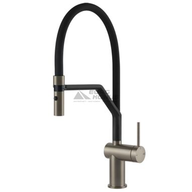GESSI Смеситель для кухни однорычажный с гибким изливом Inedito нержавеющая сталь/черный (60429-149)