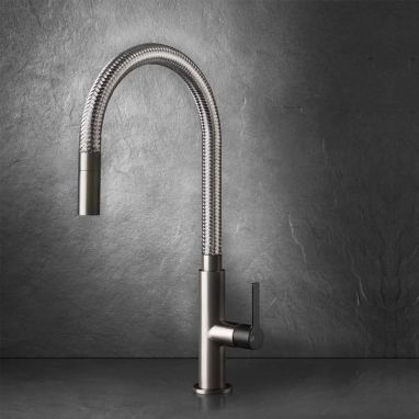 GESSI Смеситель для кухни однорычажный с выдвижным изливом Mesh нержавеющая сталь/черный (60003-599)