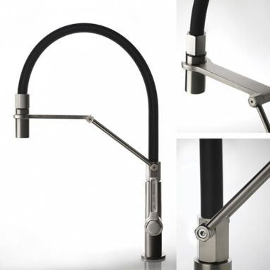 GESSI Смеситель для кухни однорычажный с гибким изливом Officine Gessi нержавеющая сталь (60055-149)