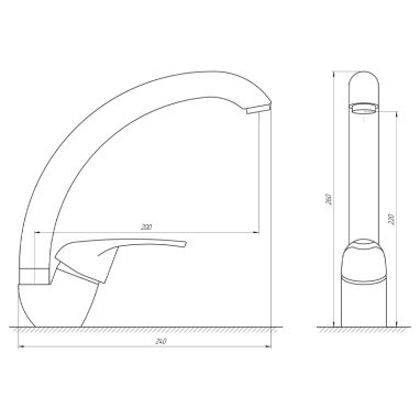 GLOBUS LUX Смеситель для кухни однорычажный GLSO-0203S-Big-ONIX
