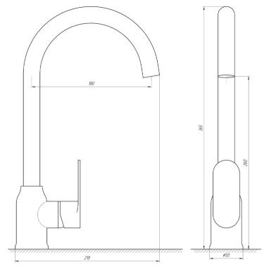GLOBUS LUX Смеситель для кухни однорычажный Ontario GLO-0203S