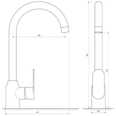 GLOBUS LUX Смеситель для кухни однорычажный Ontario GLO-0203S-BB