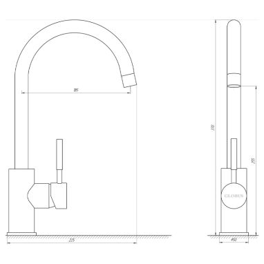 GLOBUS LUX Смеситель для кухни однорычажный LAZER GLLR-0203S-BB