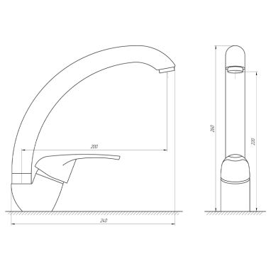 GLOBUS LUX Смеситель для кухни однорычажный GLSO-0203S-2-ARENA