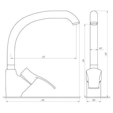 GLOBUS LUX Смеситель для кухни однорычажный GLQU-0203S-BIG-4-COLORADO