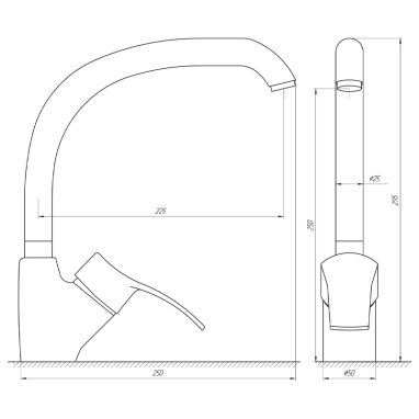 GLOBUS LUX Смеситель для кухни однорычажный GLQU-0203S-BIG-5-TERRA