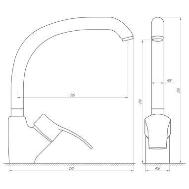 GLOBUS LUX Смеситель для кухни однорычажный GLQU-0203S-BIG-7-WHITE
