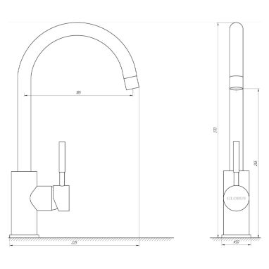 GLOBUS LUX Смеситель для кухни однорычажный LAZER GLLR-0203S-4-COLORADO