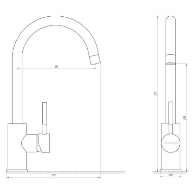 GLOBUS LUX Смеситель для кухни однорычажный LAZER GLLR-0203S-6-MARONE