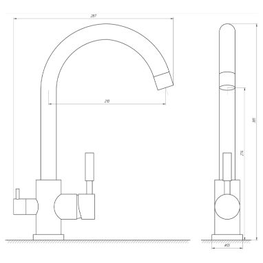 GLOBUS LUX Смеситель для питьевой воды двухрычажный GLLR-0333-6-MARONE