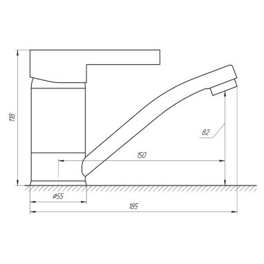 GLOBUS LUX Смеситель для кухни однорычажный LAZER2 GLLR2-203М-BIG