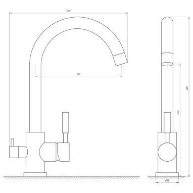 GLOBUS LUX Смеситель для питьевой воды двухрычажный GLLR-0333-10- BB