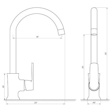 GLOBUS LUX Смеситель для кухни однорычажный Laguna GLA-0203SL-10-BB