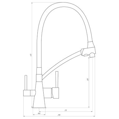 GLOBUS LUX Смеситель для питьевой воды двухрычажный с гибким изливом GLLR-0700